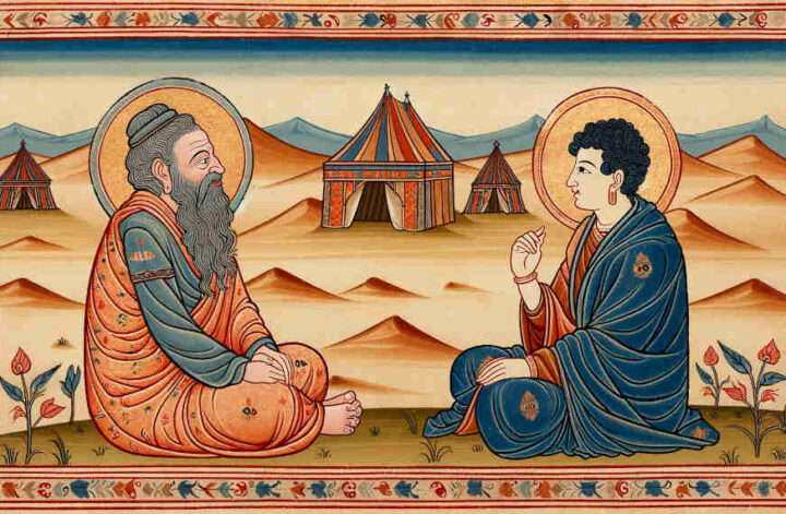 Buddha and the biblical forefather Noah in conversation