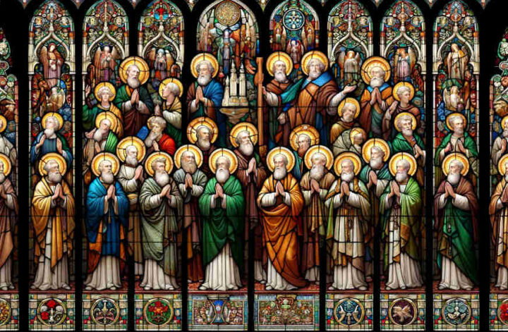 stained glass christian saints