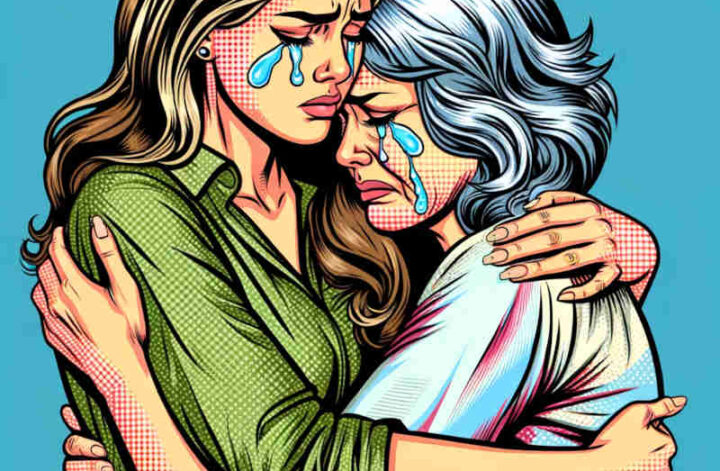 girl and mother crying